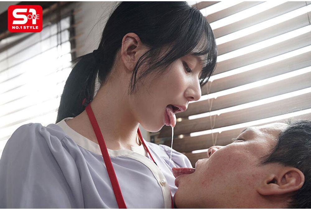SNOS-318 A Shy Female Employee Who Gets Wet From French Kissing With Her Sexually Harassing Boss Who Puts His Tongue In Her Mouth - A Crazy Mutual Love, Slobbery Kissing Sex - Moe Sakakibara Screenshot 1
