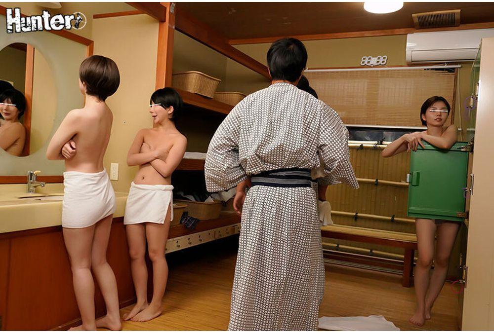 HUNTC-552 A Flat-chested Girl Challenges Herself To Enter The Men's Bath Wearing Only A Towel Wrapped Around Her Waist! If She's Found Out, She's Out!? A Test Of Courage At A Hot Spring Inn! The Girls Enjoy The Thrill... What Will Happen If They're Found Out!? Screenshot 4