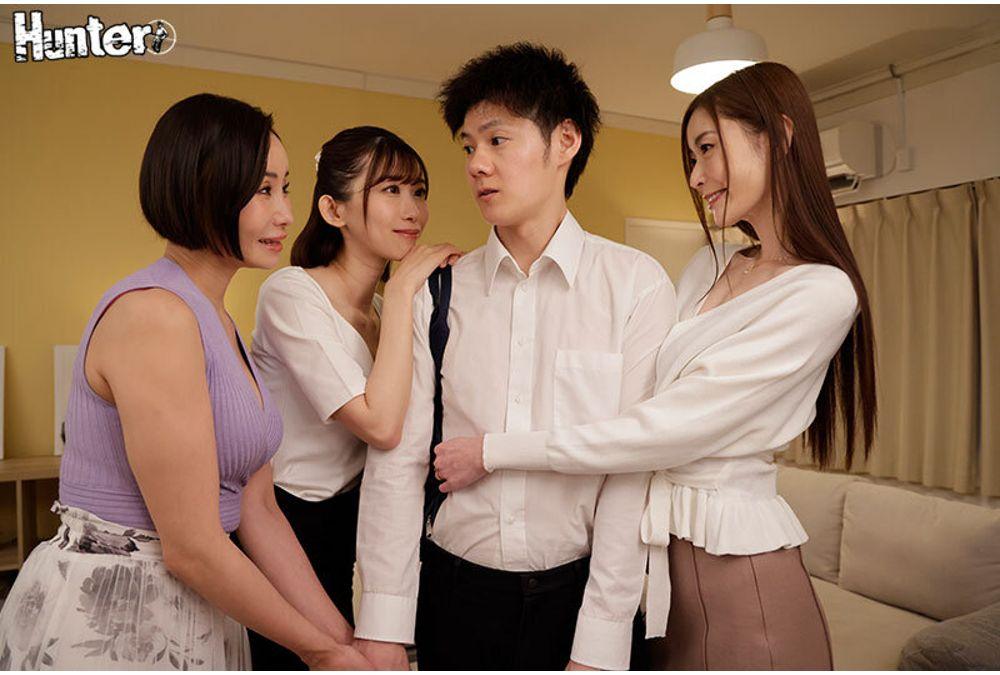 HNTRZ-016 After The Graduation Ceremony... The Most Lewd Present From An Older, Slender Beauty To You Who Has Become An Adult! A Triple Mature Slut Harem Where You Will Be Sucked Out Of Your Sperm Without A Moment's Rest By The Extreme Erotic Techniques From All Directions Sumire Kurokawa Yurika Aoi Tomoka Akari Screenshot 6