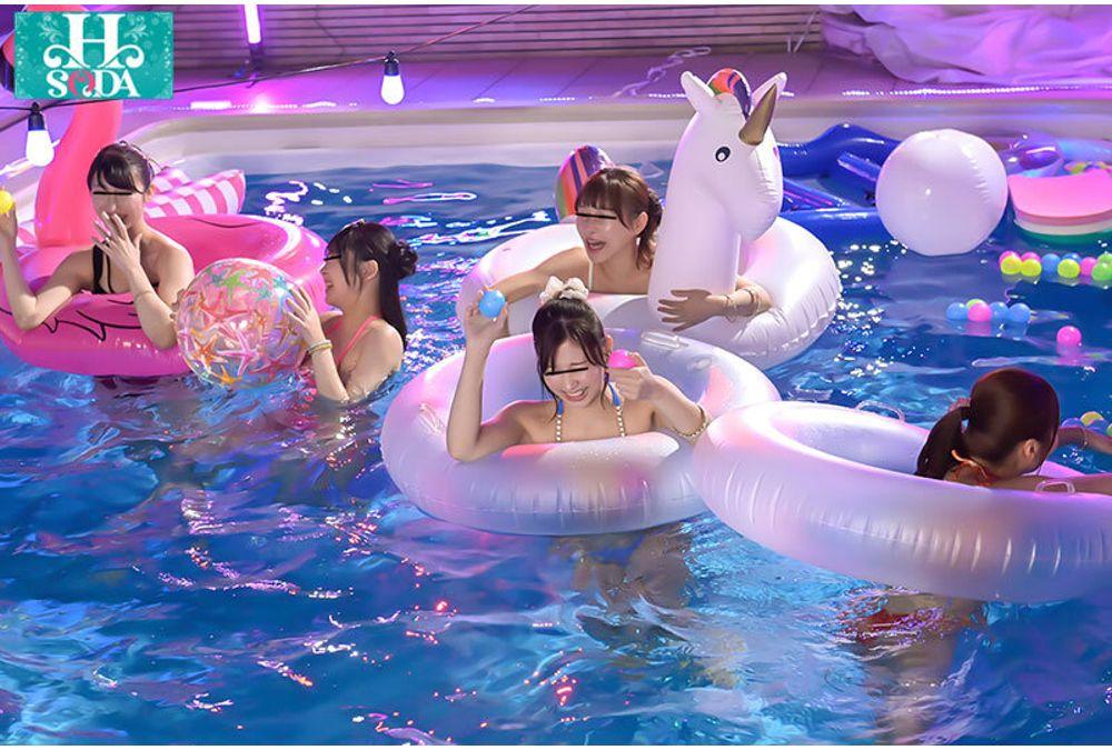 HSODA-100 A One-night Harem Orgy With A Group Of S-class Swimsuit Beauties At A Celebrity Night Pool In Tokyo Screenshot 9
