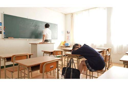 FJIN-077 Seduction With Sticky French Kisses And Nipple Licking. Slutty JK Shiori Kuraki Makes The Teacher Wet With Her Drooling Lewd Tongue Blowjob. Screenshot 15