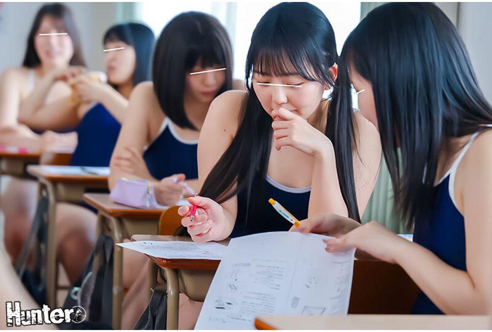 HUNTC-660 A Daily Observation Of Schoolgirls In Swimsuits: In A Girls' School In A Certain Town, Wearing Swimsuits To School Has Become Mandatory. The Girls Ride The Train In Their Swimsuits As Usual, Attend Classes, Play, And Have Sex As Usual. Screenshot 15